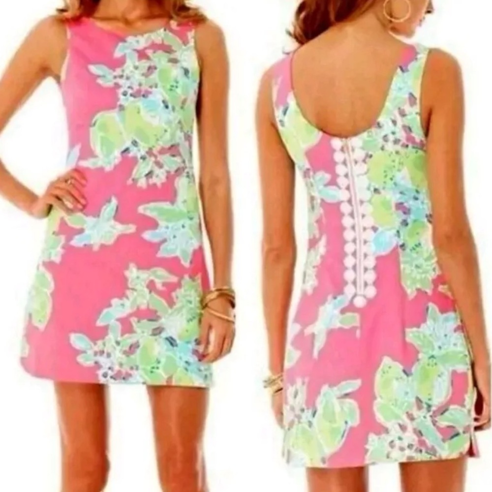 💫 RARE 🌺 Lilly Pulitzer Delia Shift Dress Pink Lemonade | Women’s Size 00 - EUC